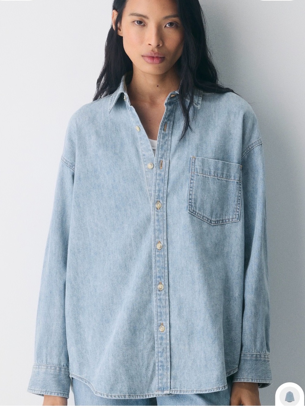 Aritzia - Light Wash Denim Button-Up Shirt